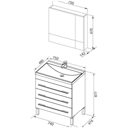 Мебель для ванной Aquanet Верона NEW 75 белый (напольный 3 ящика) Мебель для ванной Aquanet Верона NEW 75 белый (напольный 3 ящика)