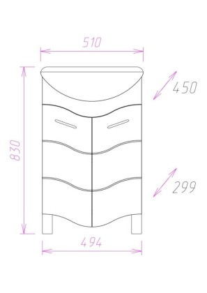 Тумба Onika Лайн 50 напольная, белая (ум. Уют 50)