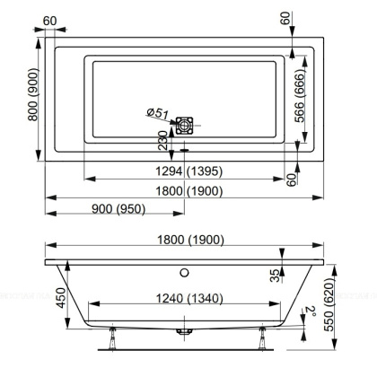 Акриловая ванна VAGNERPLAST CAVALLO 180x80 Акриловая ванна VAGNERPLAST CAVALLO 180x80