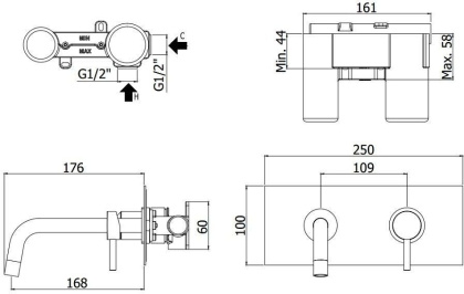 Смеситель для раковины Paffoni Light LIG101HG/M (с внутренней частью) Смеситель для раковины Paffoni Light LIG101HG/M (с внутренней частью)