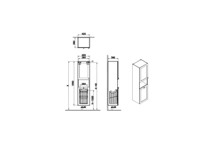 Пенал высокий Root Classic 40 см с корзиной для белья, матовый белый, левосторонний