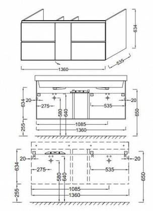 Тумба под раковину Jacob Delafon Soprano 140 см, EB1332, белый, шт
