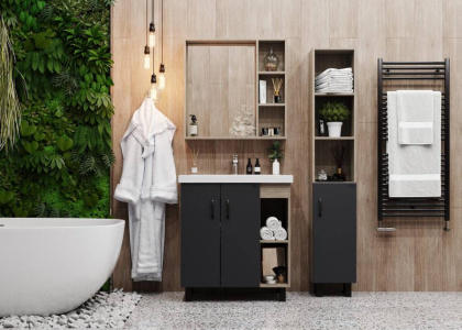 Тумба Onika Тимбер 70 напольная, серая мат./дуб сонома (ум. Фостер 70)