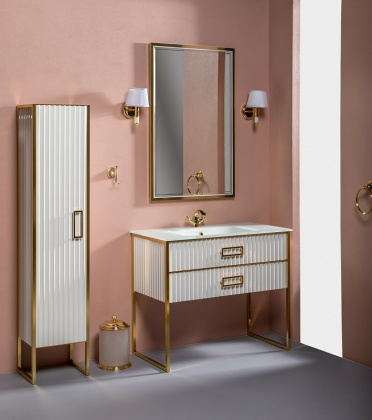 Зеркало MONACO с подсветкой 70*110CM глянец белая +золото 566-WG Boheme Зеркало MONACO с подсветкой 70*110CM глянец белая +золото 566-WG Boheme