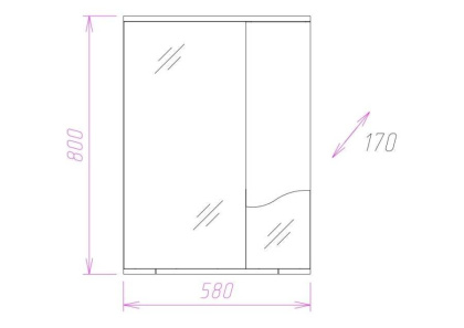 Шкаф-зеркало Onika Лайн 58 белый, правый, с подсветкой