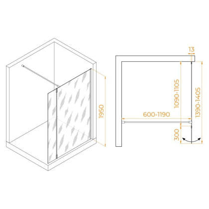 Душевая перегородка RGW WA-051 (WA-010 + Z-071), 351005113-11