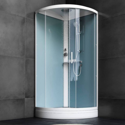 W88C-401-090WT X-Joy кабина душевая  90x90, 1/4 круга,  профиль белый, стекло прозрачное