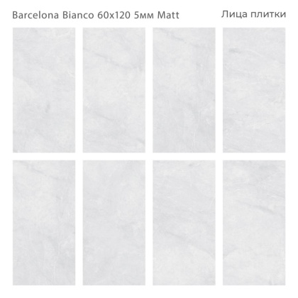 Керамогранит матовый BARCELONA BIANCO 60x120 5мм MATT, Marbles Керамогранит матовый BARCELONA BIANCO 60x120 5мм MATT, Marbles