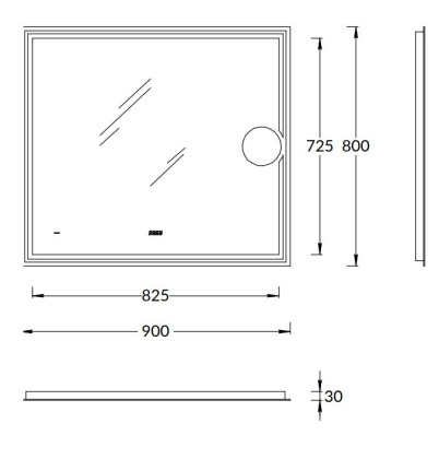 Зеркало TECNO c LED 90 с подсветкой, с функцией антизапотевание, белый глянцевый Зеркало TECNO c LED 90 с подсветкой, с функцией антизапотевание, белый глянцевый