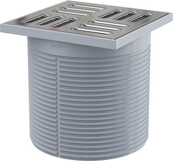 Горло сливного трапа, решетка 105x105 мм нержавеющая сталь