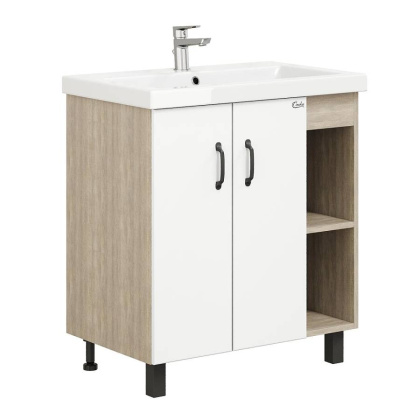 Тумба Onika Тимбер 70 напольная, белая мат./дуб сонома (ум. Фостер 70)