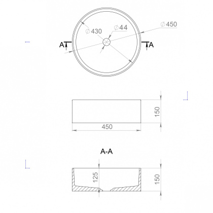 Раковина Salini S-Stone Armonia 45 см 130112SMRF, матовая Раковина Salini S-Stone Armonia 45 см 130112SMRF, матовая