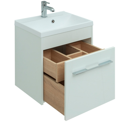 Тумба под раковину Aquanet Августа 50 белый (ручки хром) Тумба под раковину Aquanet Августа 50 белый (ручки хром)