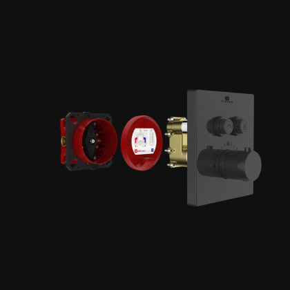 Встраиваемый смеситель для душа VSCV-321TGM двухфункциональный, термостатический, вороненая сталь