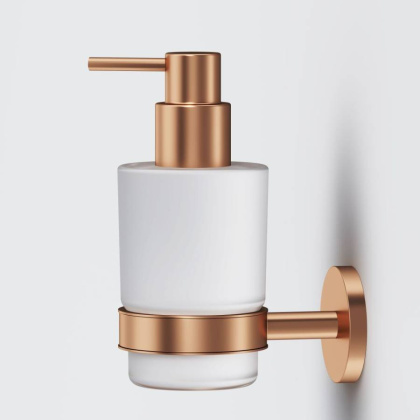 Стеклянный диспенсер для жидкого мыла с настенным держателем, розовое золото A85A36944