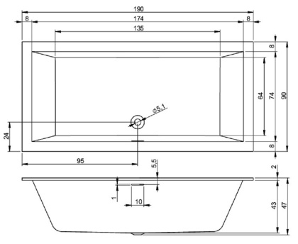 Акриловая ванна Riho Rething Cubic 190x90 Акриловая ванна Riho Rething Cubic 190x90