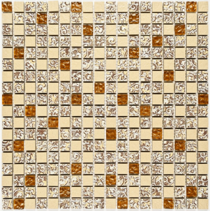 Мозаика стеклянная с камнем Dreams Beige (чип 8*15*15) 300*300(11шт.-0.99м2), м2 Мозаика стеклянная с камнем Dreams Beige (чип 8*15*15) 300*300(11шт.-0.99м2), м2