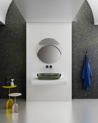 Раковина накладная прозрачная ABBER Kristall AT2801Vesuvian оливковая Раковина накладная прозрачная ABBER Kristall AT2801Vesuvian оливковая