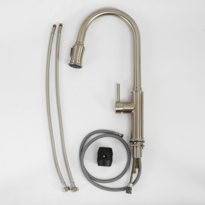 Смеситель для кухни с выдвижным изливом, двухрежимный, нержавеющая сталь, исполнение сатин BB-LAM58-IN