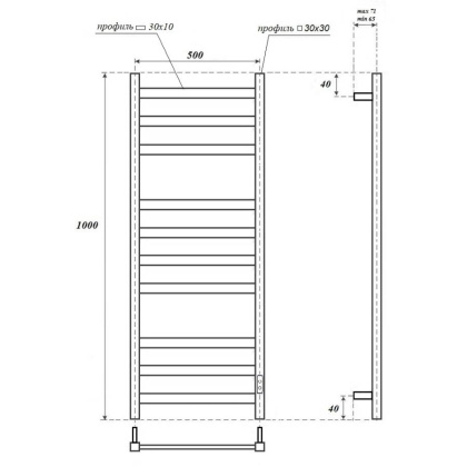 Полотенцесушитель электрический Point Меркурий PN83850W П10 500x1000, диммер справа, белый Полотенцесушитель электрический Point Меркурий PN83850W П10 500x1000, диммер справа, белый