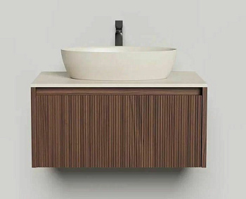 Подвесная тумба Domino 800, шпон, фрезерованный фасад