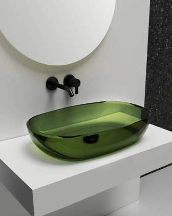 Раковина накладная прозрачная ABBER Kristall AT2805Emerald зеленая Раковина накладная прозрачная ABBER Kristall AT2805Emerald зеленая