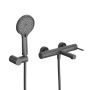 RELAX-VD-GM Смеситель для ванны и душа однорычажный в комплекте с ручным душем, шлангом и держателем, оружейная сталь