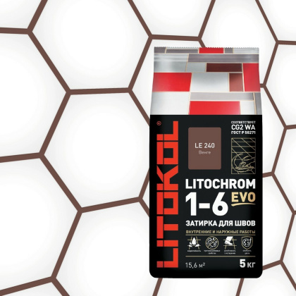 Затирка цементная LITOCHROM 1-6 EVO LE.240 венге 5кг Затирка цементная LITOCHROM 1-6 EVO LE.240 венге 5кг