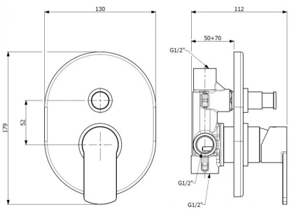 GLAM-VDIM-BIO Встраиваемый однорычажный смеситель для душа с переключателем на 2 выхода, исполнение белый матовый