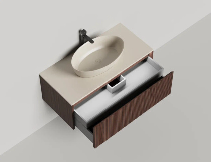 Подвесная тумба Domino 1000, шпон, фрезерованный фасад