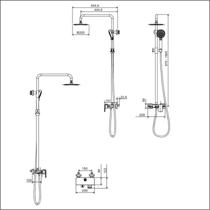 Система для душа наружного монтажа EXCELLENT Rain Altar AREX.SY.781BL (черный мат) Система для душа наружного монтажа EXCELLENT Rain Altar AREX.SY.781BL (черный мат)