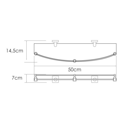 Полка стеклянная Rhin, 50х7х14,5 см, хром, K-8744