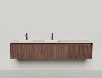 Подвесная тумба Domino 2000, шпон, для двух встраиваемых раковин, с фрезеровкой