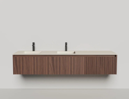 Подвесная тумба Domino 2000, шпон, для двух встраиваемых раковин, с фрезеровкой