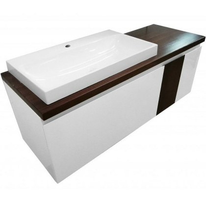 Комплект мебели подвесной Malibu 1400х500 левосторонний 2 ящика со вставкой массив (ШхГхВ) 1392х476х477