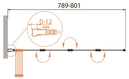 RELAX-V-4-90/140-C-Bi Шторка на ванну Условные размеры, мм:900х1400 Габариты с диапазоном регулировок, мм:(889-901)х1400 