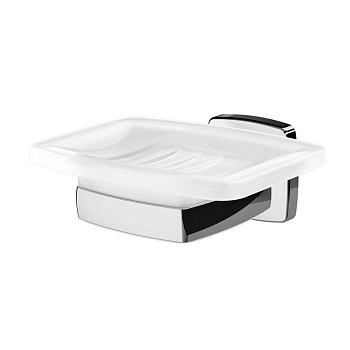 Стеклянная мыльница Gem с настенным держателем, 5х12х10,4 см, белая, A9034200