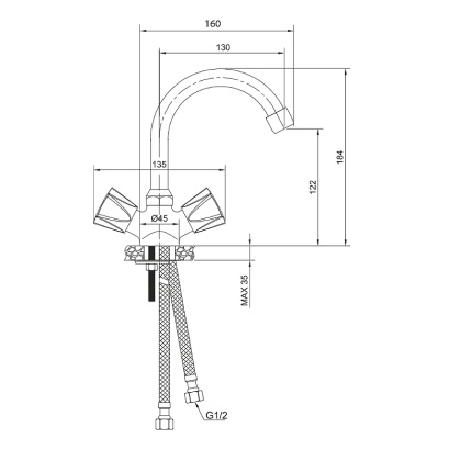 Смеситель для раковины
с поворотным изливом 23110CT Catalona OLIVE'S Смеситель для раковины
с поворотным изливом 23110CT Catalona OLIVE'S
