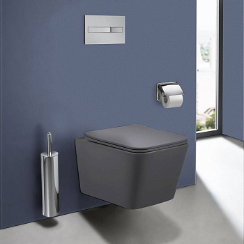 Унитаз подвесной Q-Line VT1-12MA безободковый, цвет антрацит мат., ультратонкое soft close сиденье Унитаз подвесной Q-Line VT1-12MA безободковый, цвет антрацит мат., ультратонкое soft close сиденье