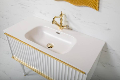 Тумба Canale 100 белая + Золото_Комплект 843-100-WG Boheme