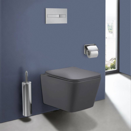 Унитаз подвесной Q-Line VT1-12MA безободковый, цвет антрацит мат., ультратонкое soft close сиденье Унитаз подвесной Q-Line VT1-12MA безободковый, цвет антрацит мат., ультратонкое soft close сиденье