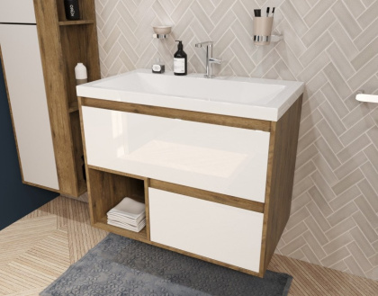 Тумба подвесная под умывальник Monaсo Wood 800х480 2 ящика (ШхГхВ) 798х476х607