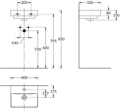 Раковина PRO мебельная\подвесная 40, белая глянцевая