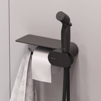 Набор подвесной унитаз с гигиеническим душем, черный CK70H1103B Набор подвесной унитаз с гигиеническим душем, черный CK70H1103B