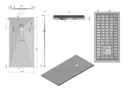 Поддон для душа из искусственного камня VST-4SR9018W, 1800*900*30, белый матовый Поддон для душа из искусственного камня VST-4SR9018W, 1800*900*30, белый матовый