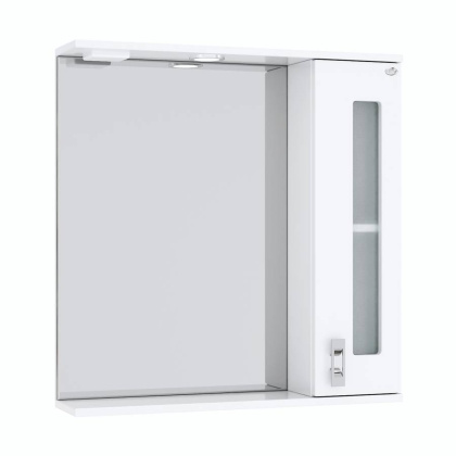 Шкаф-зеркало Onika Кристалл 67 белый, правый, с подсветкой