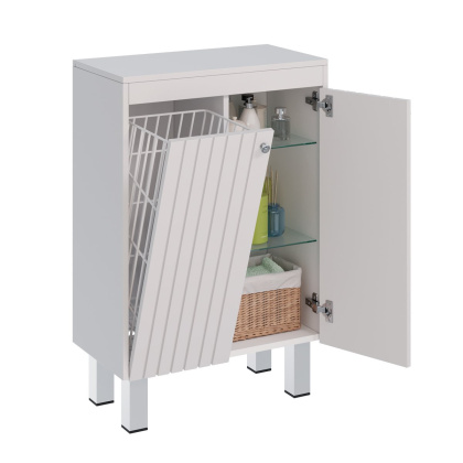 Шкаф Lemark ROMANCE 60см подвесной/напольный, с откидной корзиной для белья, цвет корпуса, фасада: Белый глянец Шкаф Lemark ROMANCE 60см подвесной/напольный, с откидной корзиной для белья, цвет корпуса, фасада: Белый глянец