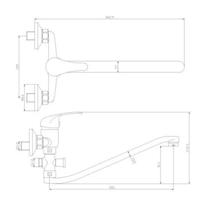 Смеситель Rossinka Y35-35 для ванны универсальный с S-образным изливом