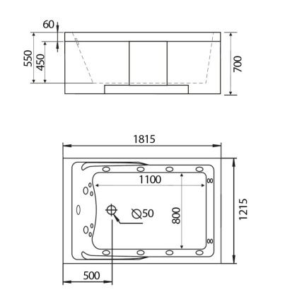 Акриловая ванна Gemy 181х121 G9061 B R Акриловая ванна Gemy 181х121 G9061 B R