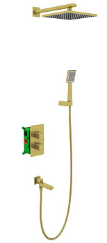 Душевая система Timo Petruma SX-5049/17SM скрытого монтажа с термостатом, золото матовое Душевая система Timo Petruma SX-5049/17SM скрытого монтажа с термостатом, золото матовое